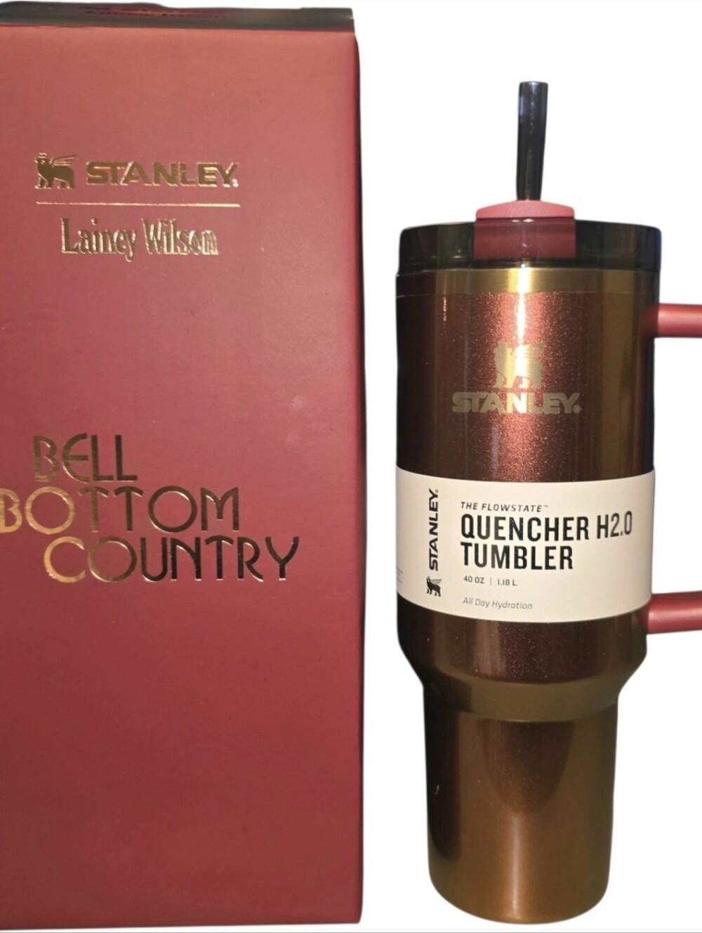 Stanley X Lainey Wilson Quencher H2.0 Flowstate Tumbler 40 oz Country Gold NIB